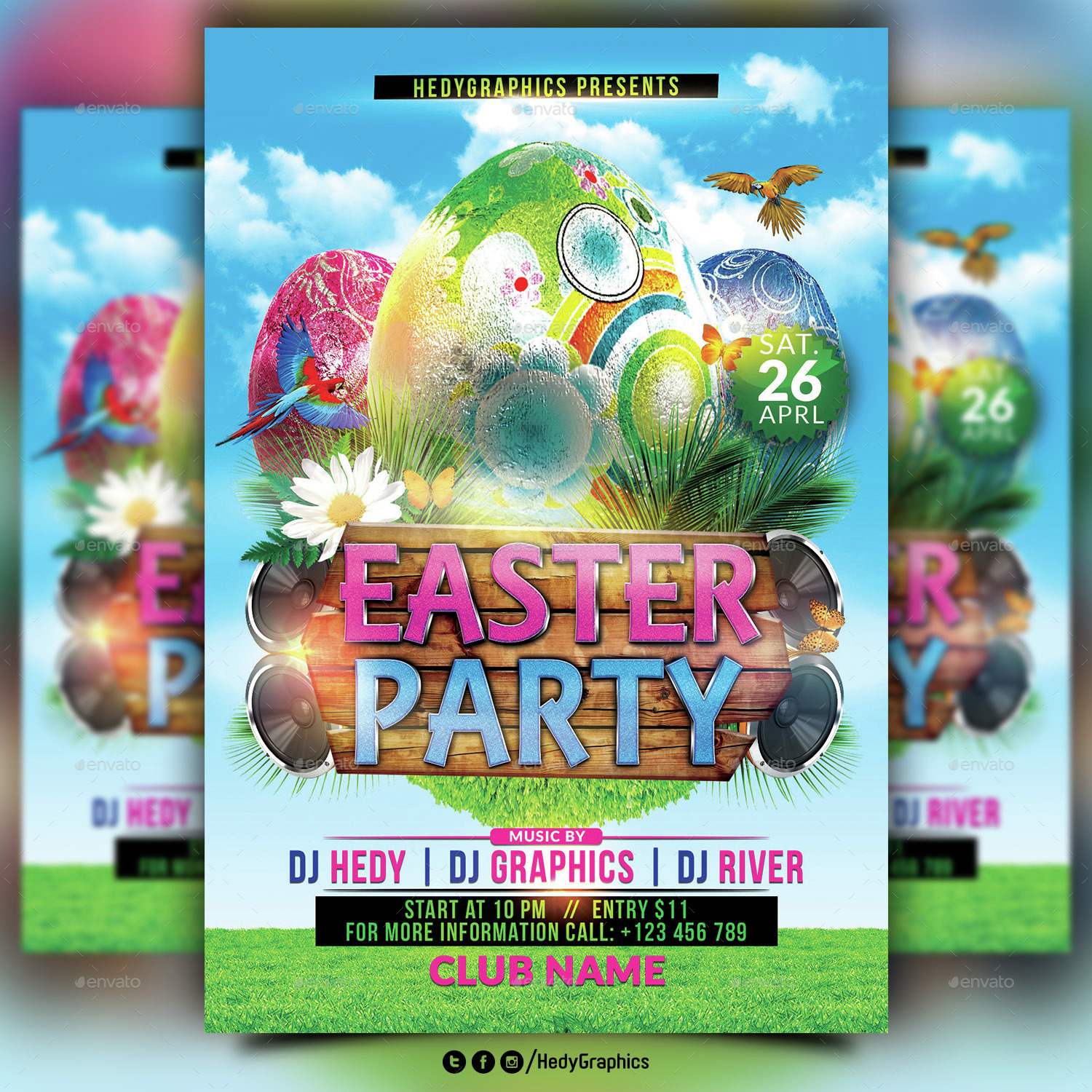 Easter Party Flyer Template, Print Templates GraphicRiver